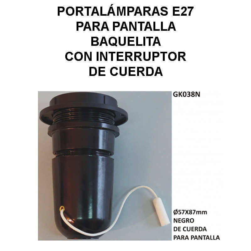 Kit Portalámparas Baquelita E27 Pantalla con Interruptor