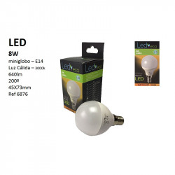 Bombilla LED Esférica led E14, 4w luz cálida 2.700ºK , 3