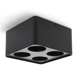 Aro de superficie 4 luces para Módulo Cobfix 10W, de aluminio en acabado negro, 110x205x205 mm.